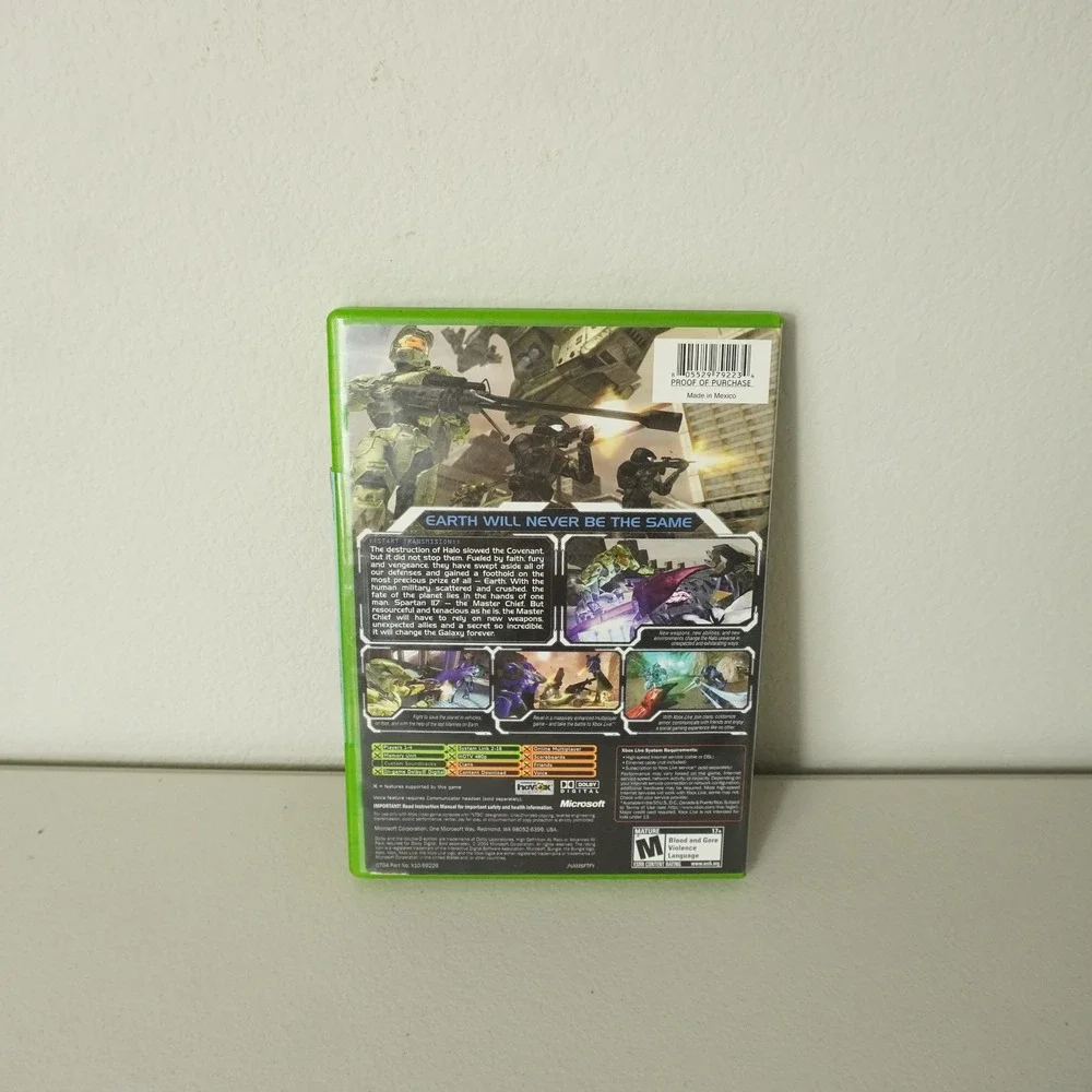 Microsoft Halo 2 Video Game Xbox One Size Green Original CIB Manual